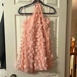 Halter Pink Dress with Flowers